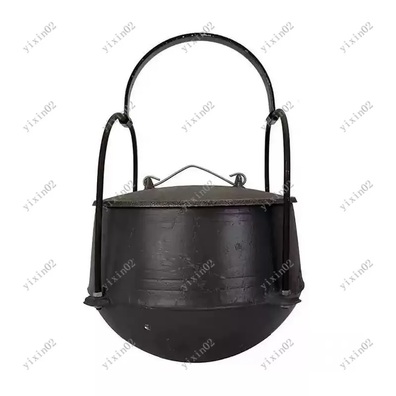 Thick Cast Iron Cooking Pot Traditional Ding Jar for Firewood Stove Soup Stew Rice Meat Braising