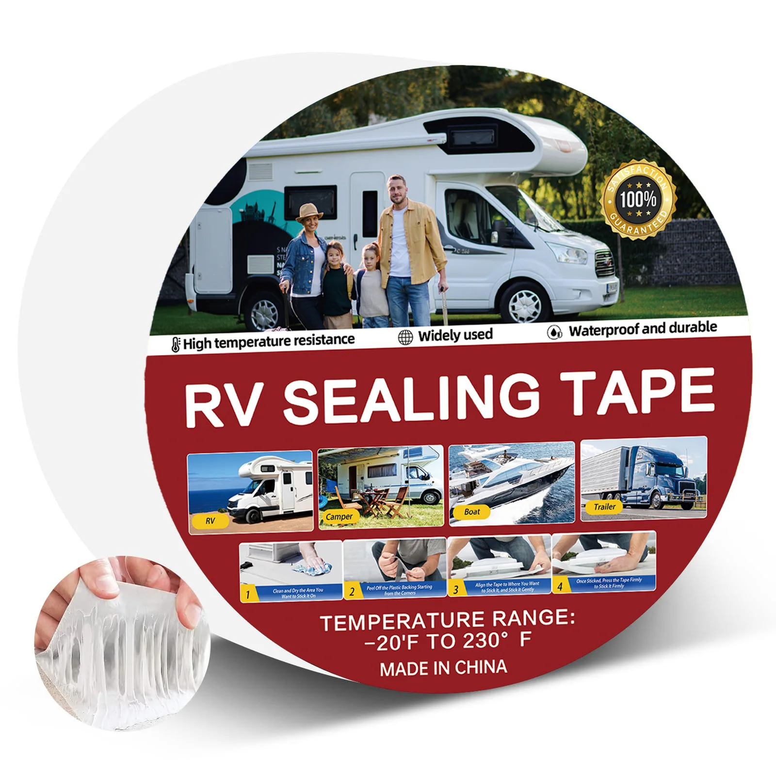 RV Sealant Tape White Waterproof Seal Tape - Weatherproof Sealant Roofing Tape for Roof Repair Camper Trailer Boat Sealing Leak