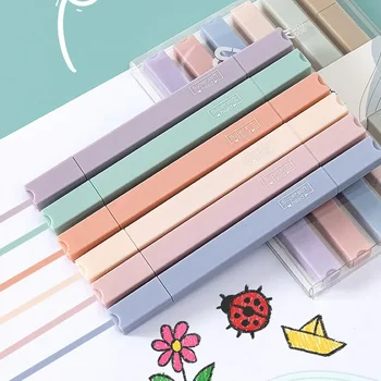 6 adet/ste çift İpucu fosforlu kalemler Kawaii şeker renk Manga İşaretleyiciler Pastel jel seti kırtasiye dergisi malzemeleri