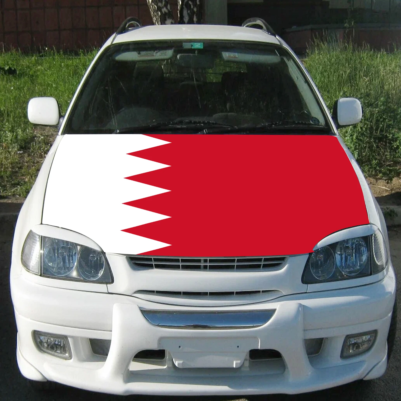 Bahrain Car Hood Cover Flag  Universal Size Elastic Polyester 120x150cm for Car Decor