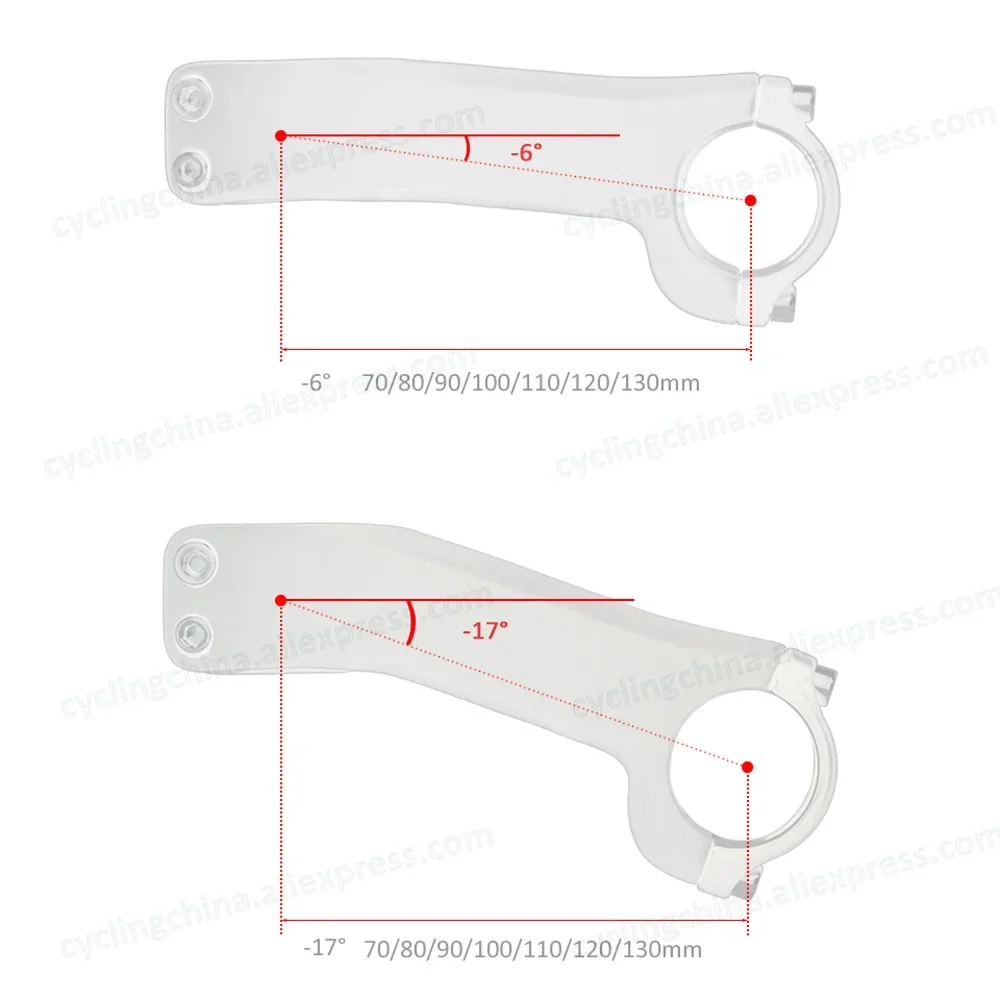 NoLogo Carbon Body+Aluminum Alloy Clamp Bike Stem Negative 6/17 Degree Ultralight Mountain/Road Bike Stem 70-130mm Bicycle Parts