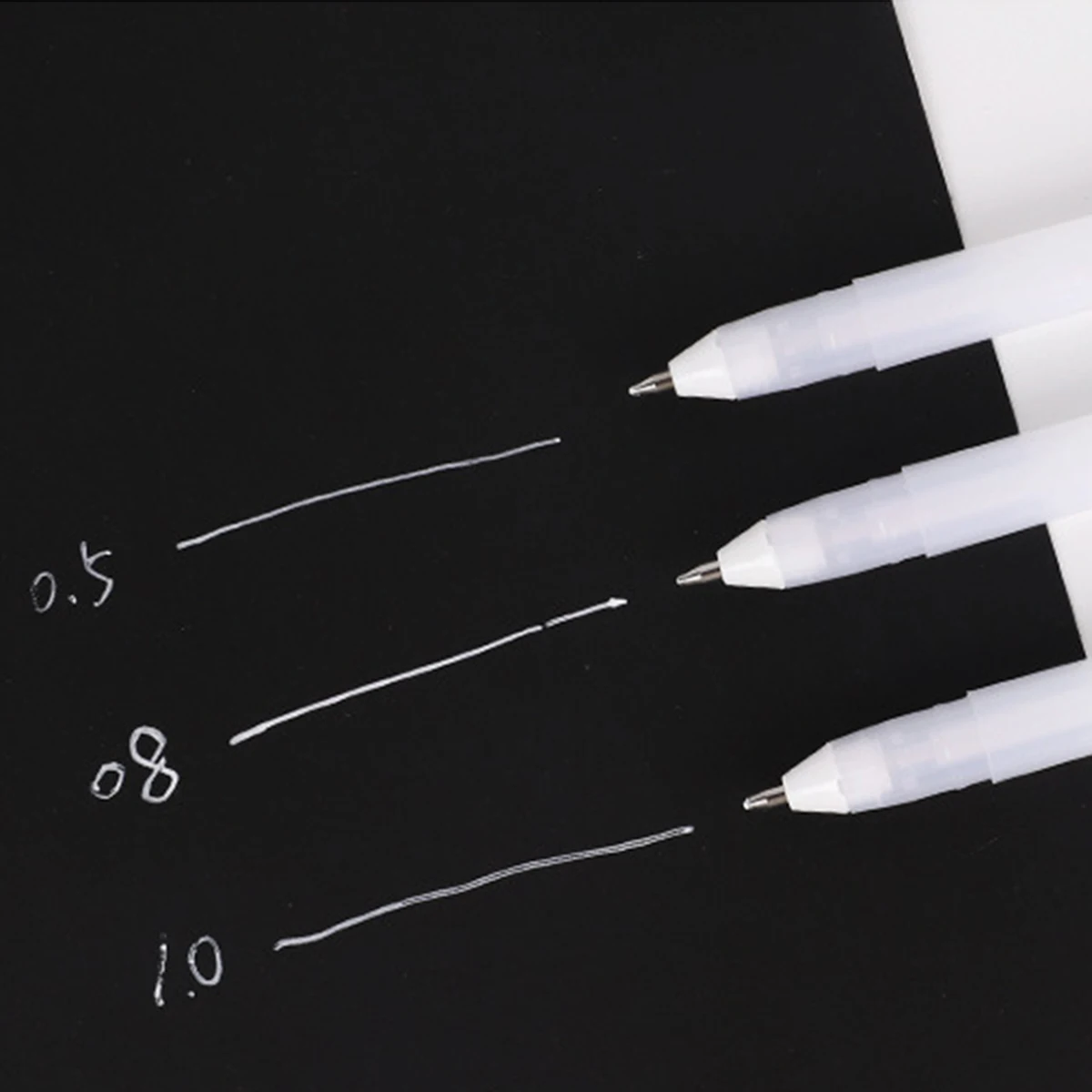 3Pcs/Set 0.5/0.8/1.0mm Gelly Roll Gel Pens White Highlight Marker for Journaling Art Drawing Classic White Ink Assorted Point