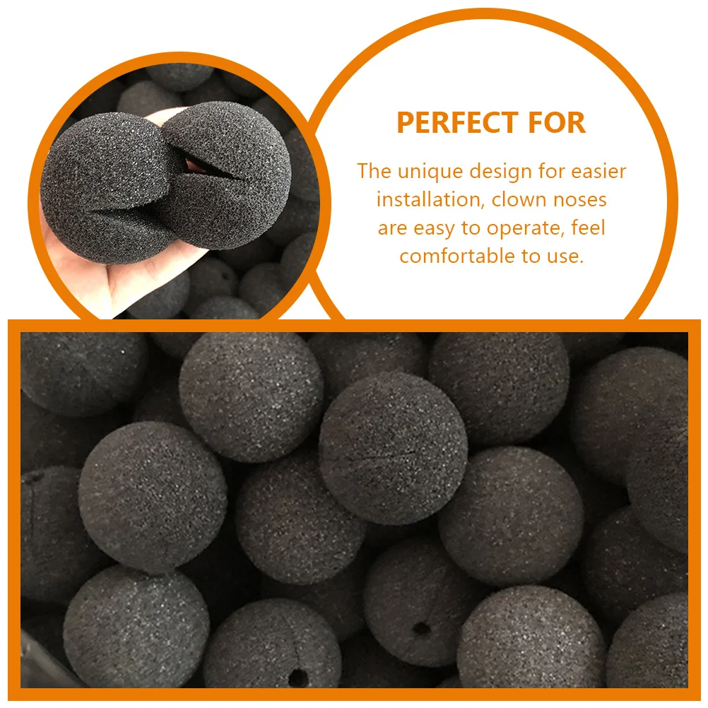 

25pcs Black Foam Clown Noses Accessories Durable Smooth Practical Replacement Circus Party Decorations Fits Most Sizes Portable
