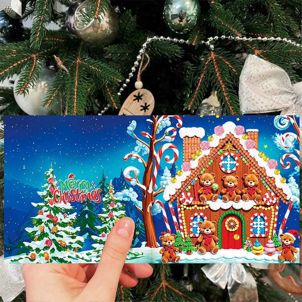 

12Pcs Special Shape Christmas Santa Claus Diamond Handmade Card Rhinestone Painting Card Kit for Adults Holiday Friends Family