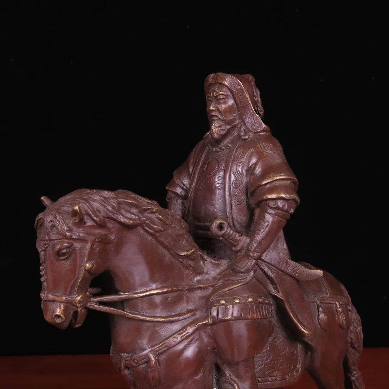 Mongolia Mongol Great man Genghis CHENG JI SI HAN BRONZE carving Home store Company Decorative statue