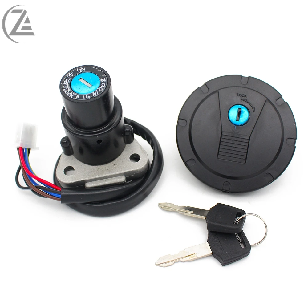 ACZ Motorcycle Ignition Switch Gas Fuel Tank Cap Cover Seat Lock Set W/ Keys for Kawasaki KLR-650 KLR 650 1987-2007