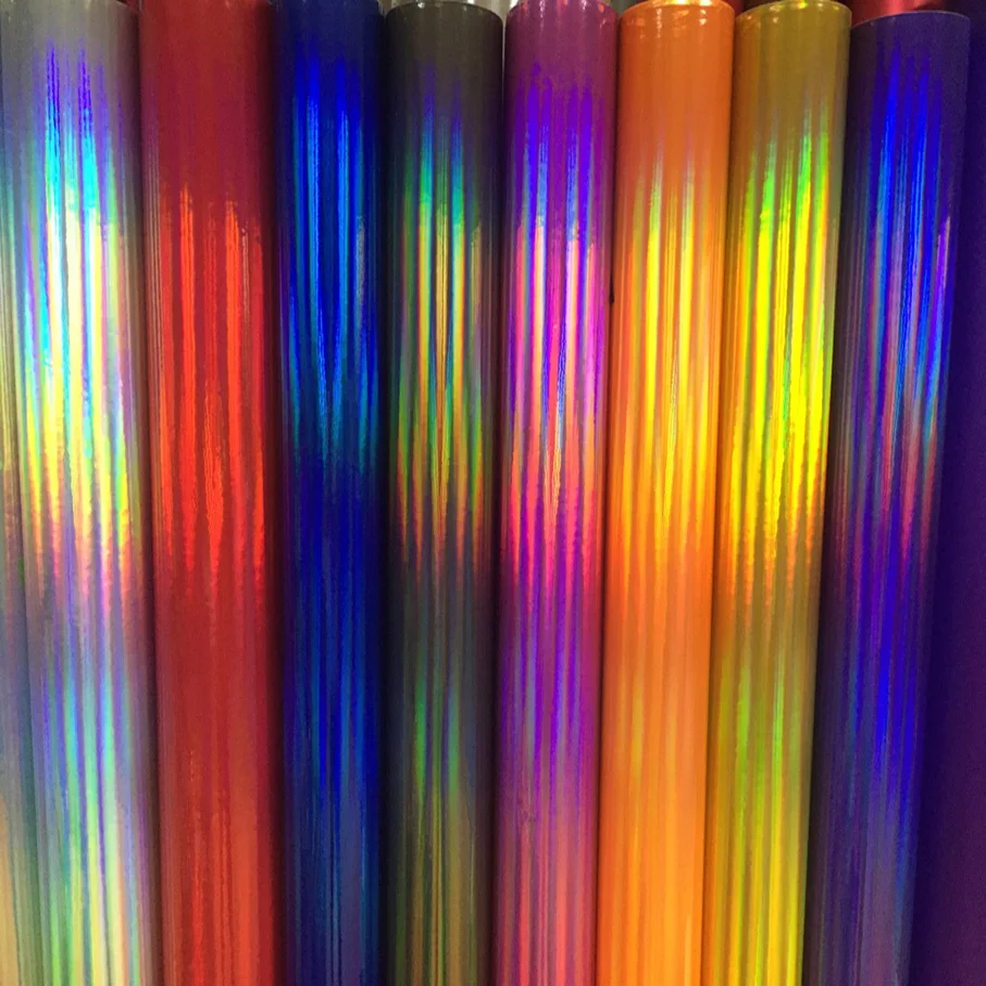 8 ألوان لامعة قوس قزح المجسم الكروم الفينيل الفضة أسود أحمر أرجواني الذهب الأخضر الوردي DIY بها بنفسك الهواء الإصدار لاصق فيلم