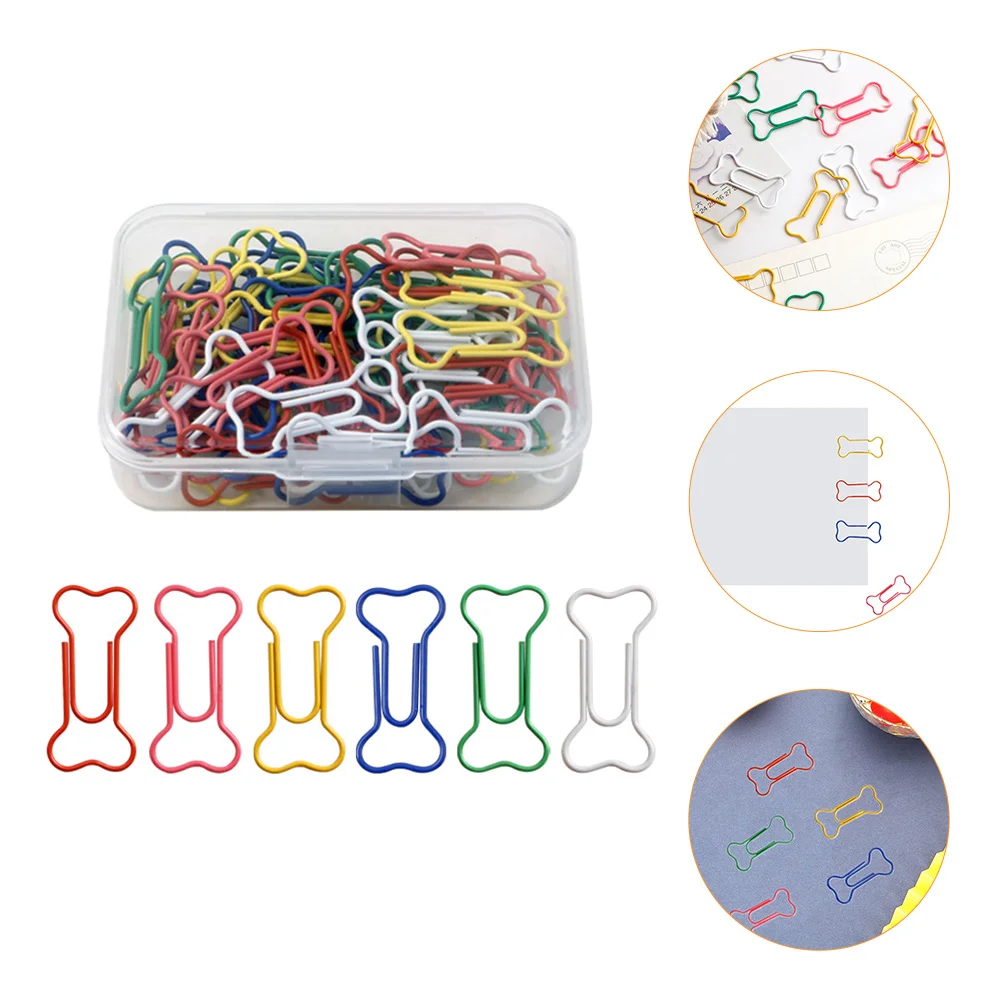 Bone Paper Clip Pieces Clips Office Love Distinctive Shape Pet Coated Steel Wire Bookmark Shaped