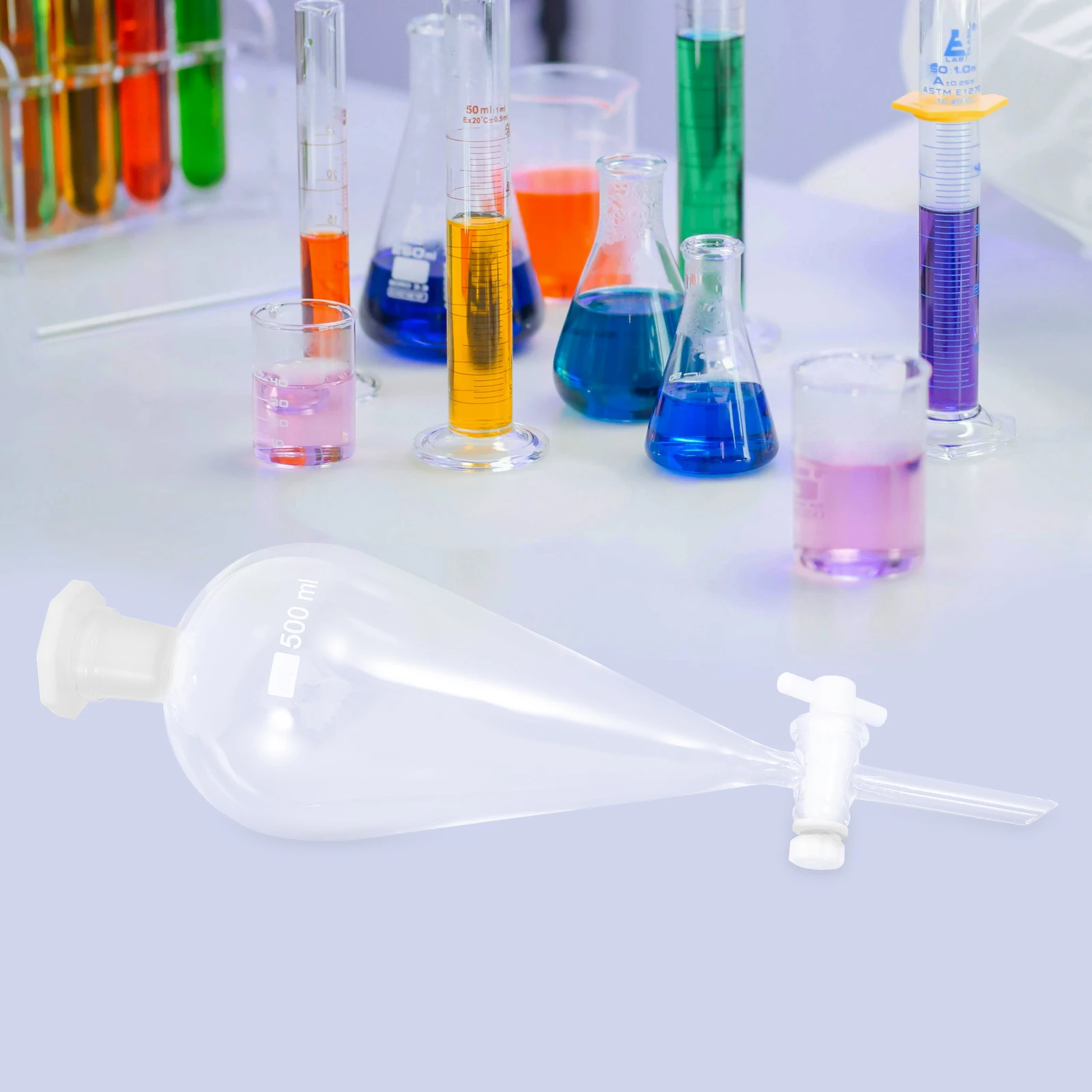 Separatory Funnel Glass Separating Funnel 500ml Labs Funnel Dropping Funnel for Chemistry Laboratory Experiment Transparent