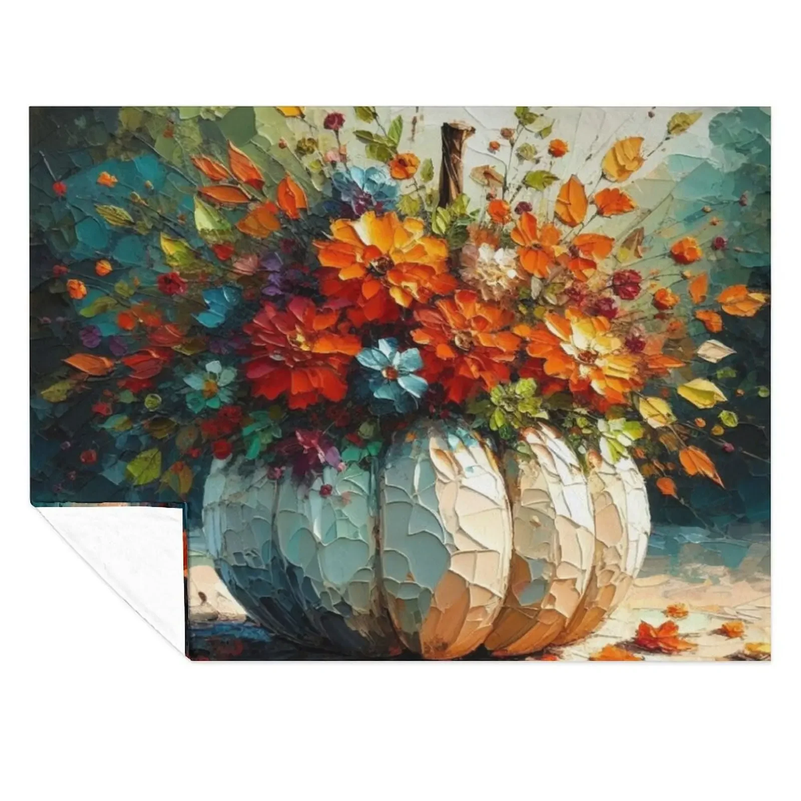 

White Pumpkin Bouquet Throw Blanket Furrys Decorative Sofa for babies Flannel Blankets