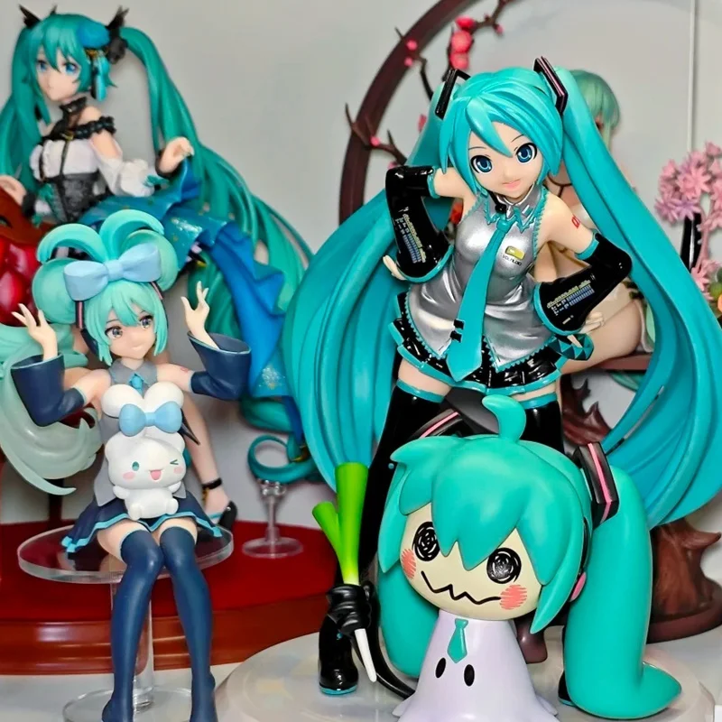 

New 7cm Q Hatsune Miku Anime Figurine Kawaii Cute scallion Tabletop Decorations Action Figures Doll Model Toy Gift