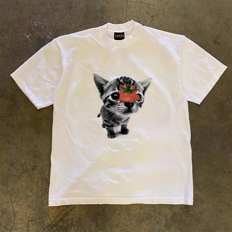 Double Thread Pure Cotton 3A260g Loose Fit Short Sleeve T-Shirt Unisex American Retro Style Breathable Summer Top for Couples