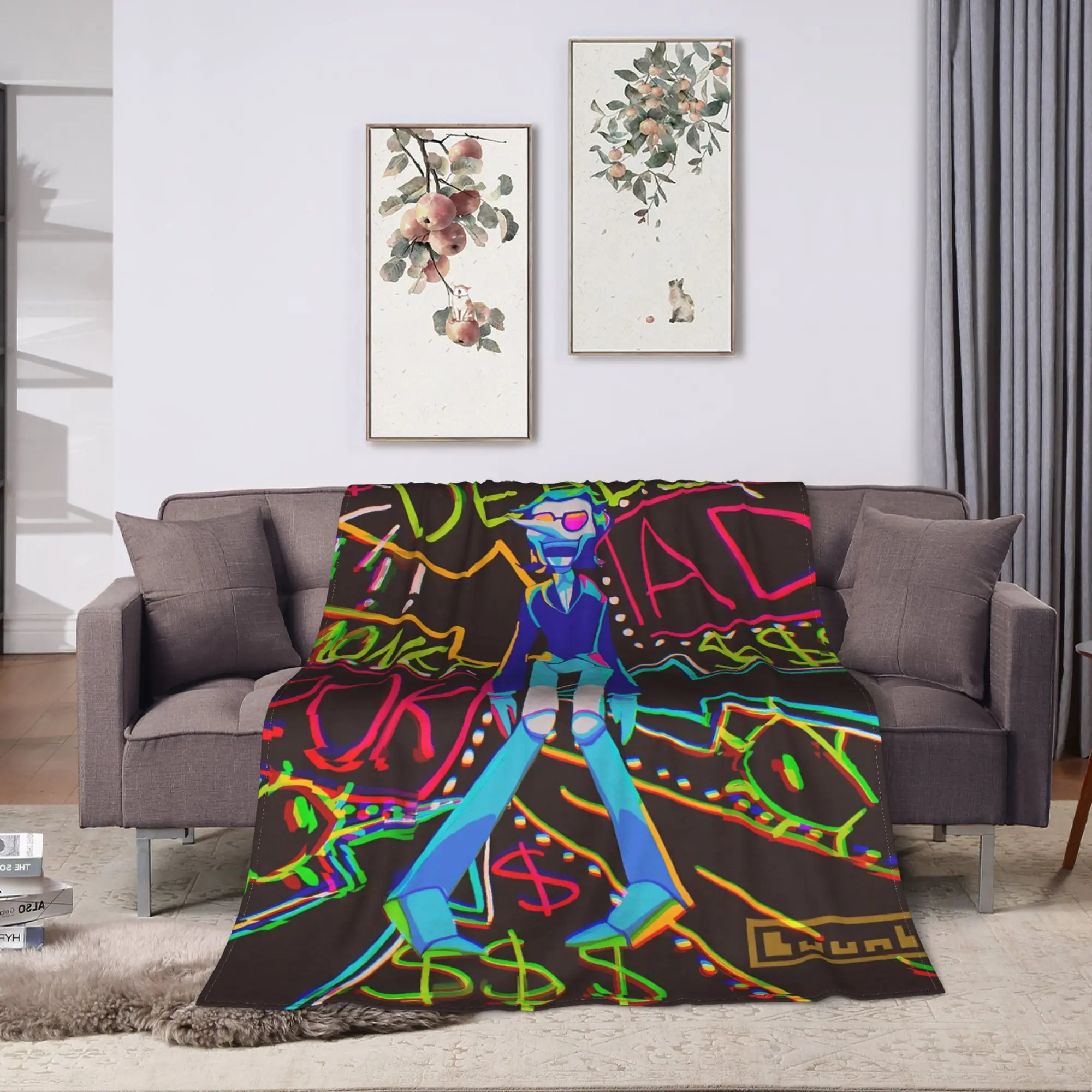 Warm Soft Blanket Spamton And Tenna Child Of Divorce Deltarune Game Bedding Throws Flannel Bedspread For Outdoor Sofa Bed Cover
