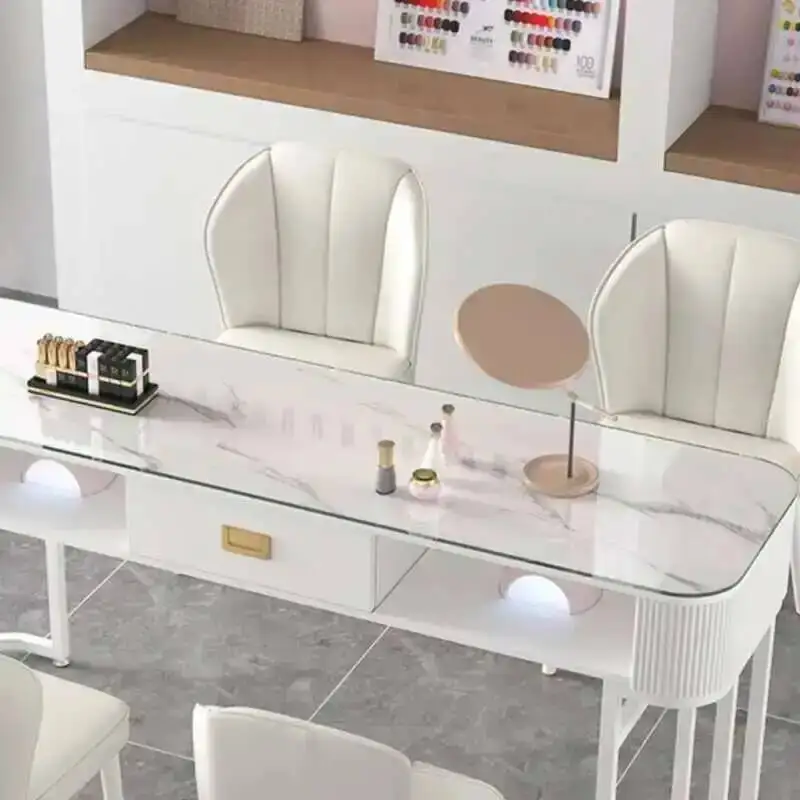 

Japanese Exquisite Nail Tables Design Luxury Glass White Manicure Desk Modern Transparent Nagel Tafel Salon Furniture HD50ZJ