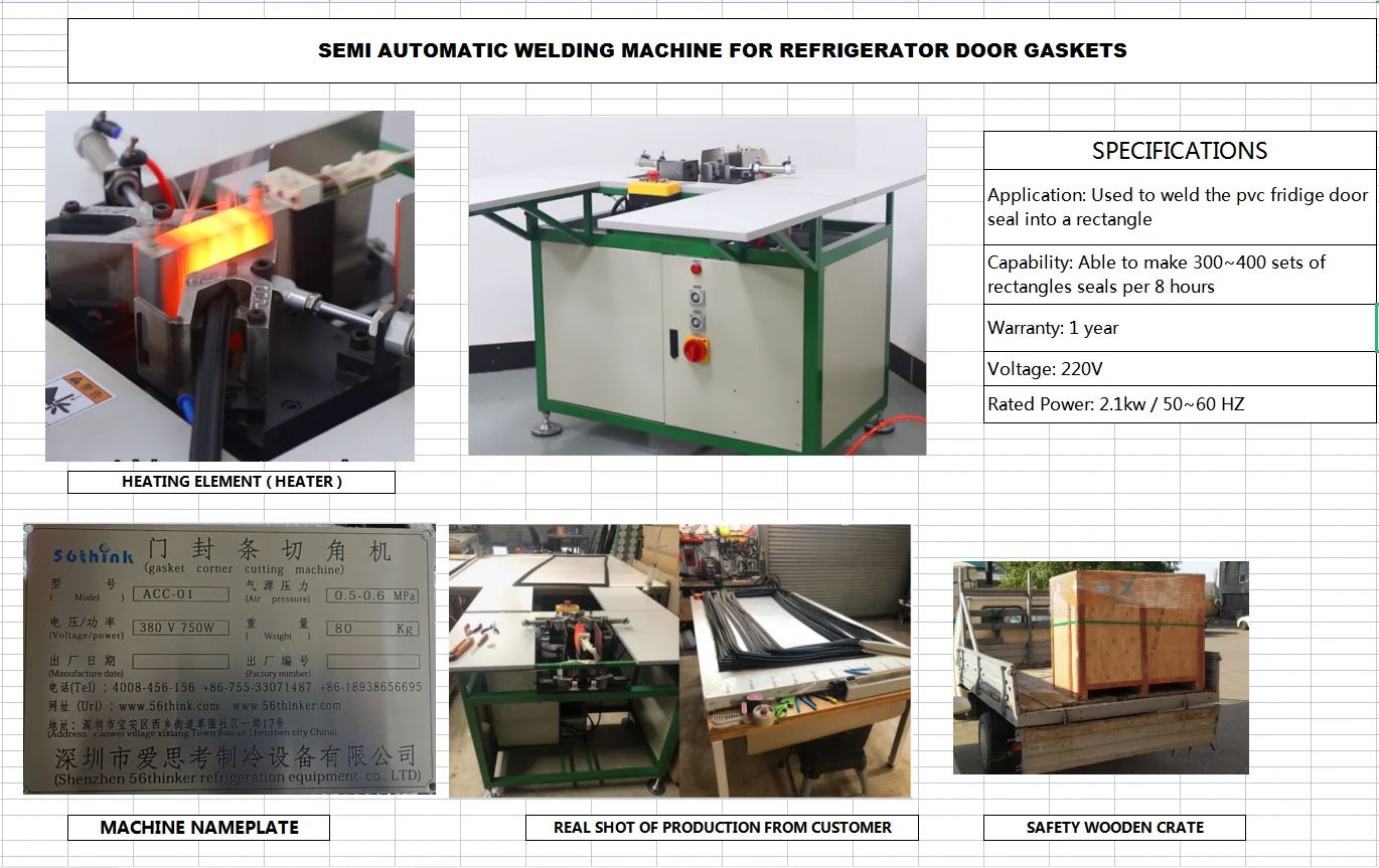 220V Semi Auto Automatic Refrigeration Door Gasket Welding Sealing Fusion Machine with Molds