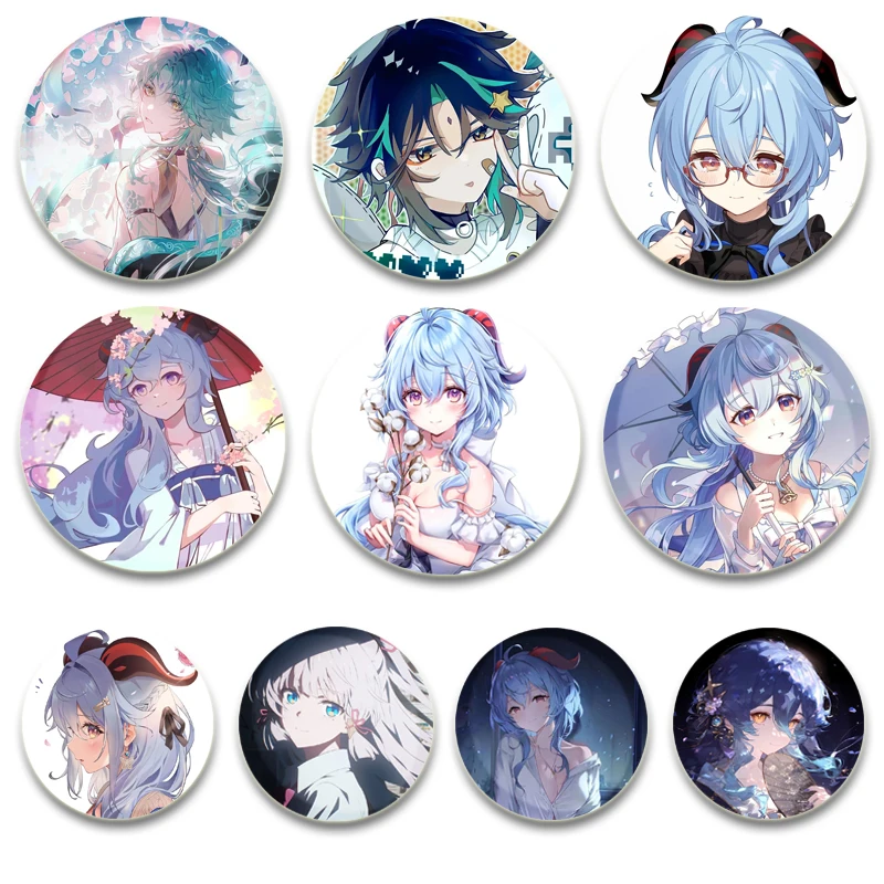 Genshin Impact Enamel Pins Cute Anime Brooches Naganohara Yoimiya Ganyu Cartoon Badge Backpack Hat Jewelry Accessories Gifts