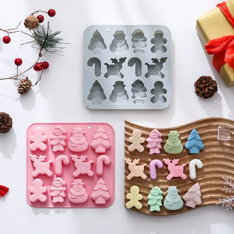 

12 with 6 Different Christmas Theme Modeling Silicone Molds Baking Tools Cake Chocolate Molds Cake Decoration Accessories