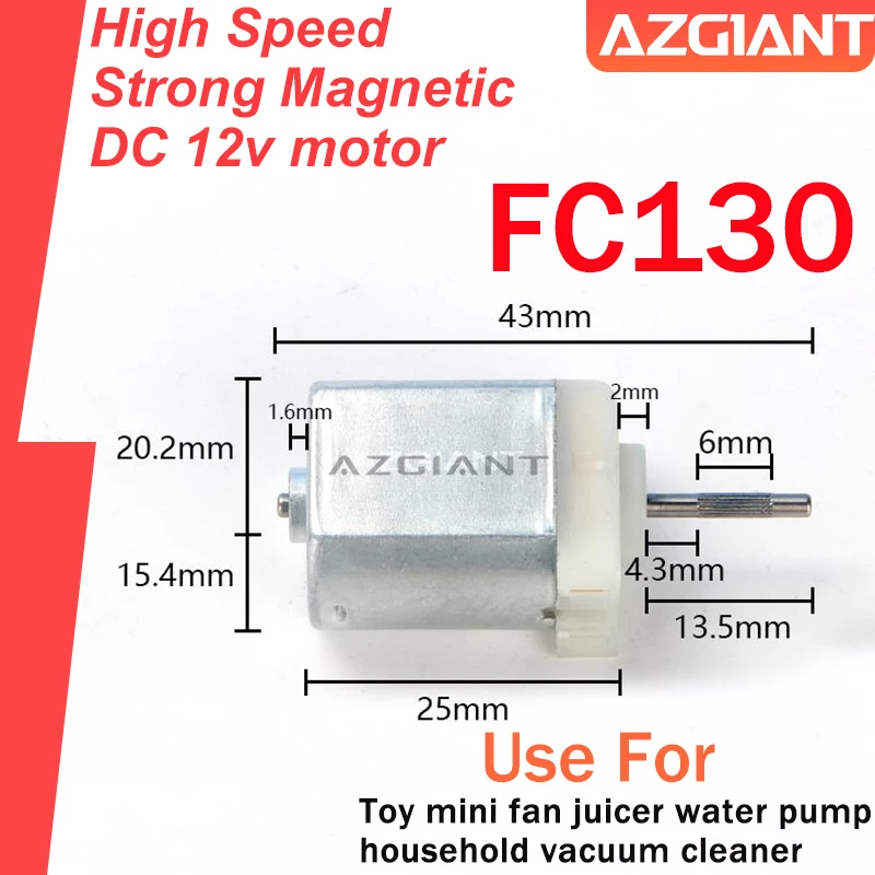

Azgiant FC130 43 мм 12000PRM Переднее вращение Micro DC 12 В Двигатель DIY Запчасти и аксессуары для электропитания Автомобильные принадлежности
