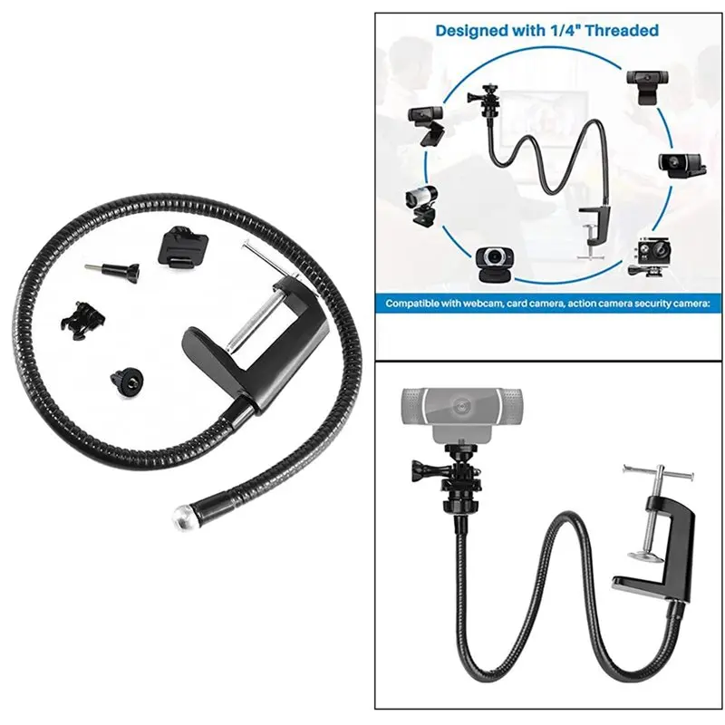 حامل كاميرا مكتبي بذراع مرن لحامل كاميرا الويب لـ Logitech C930e، C930، C920، C922x، C922، Brio 4K، إلخ