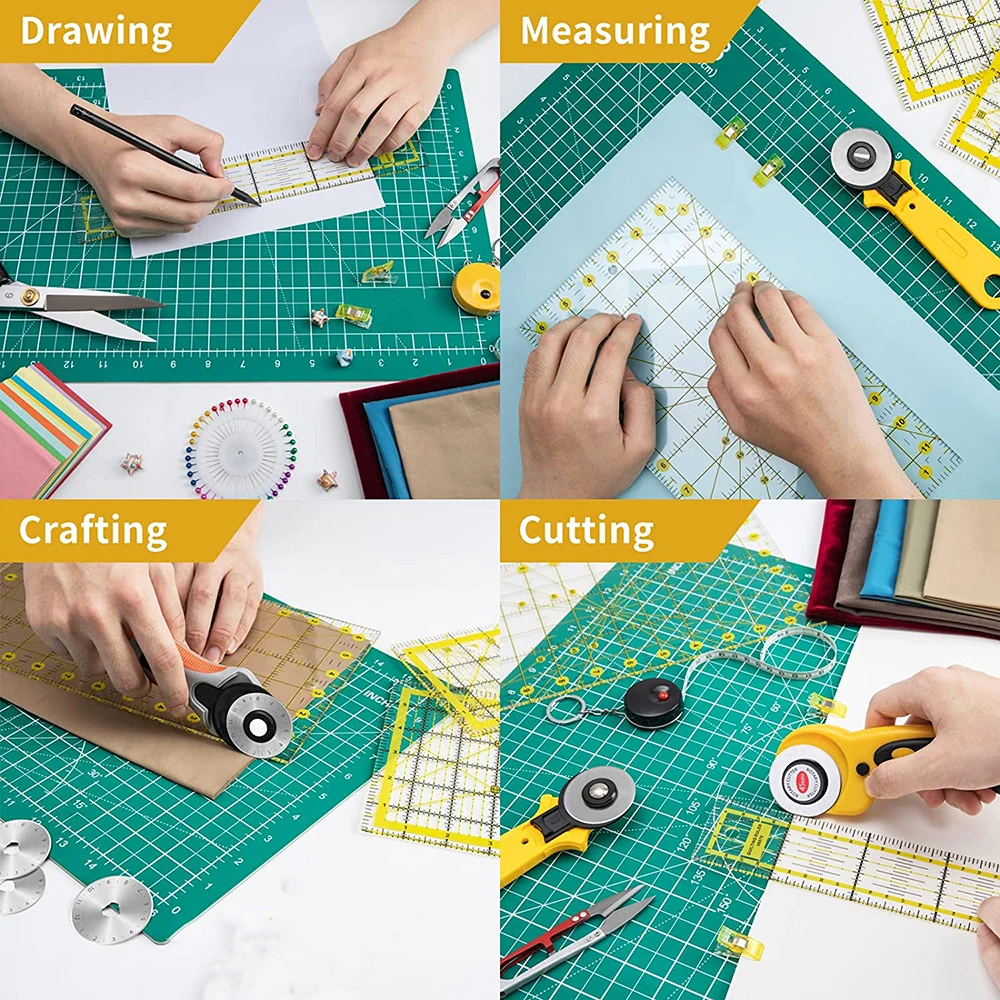 3Pack Quilting Rulers Acrylic Sewing Ruler Fabric Cutting Ruler with Precise Double-Colored Grid Lines for Quilting Drawing