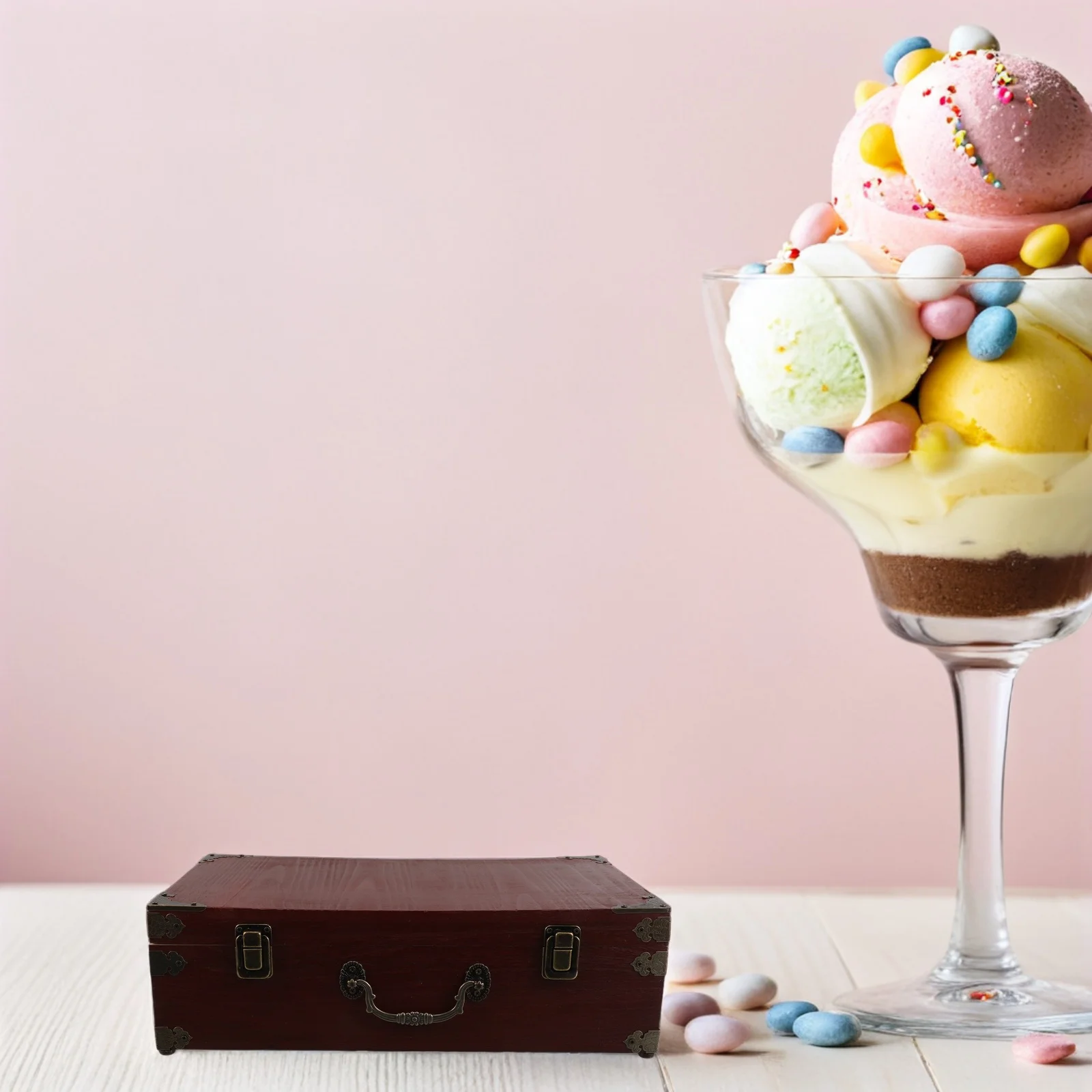 

Vintage Wooden Storage Box Handle Classic Design Home Office Jewelry Document Organizer Small Trinket Keepsake Case