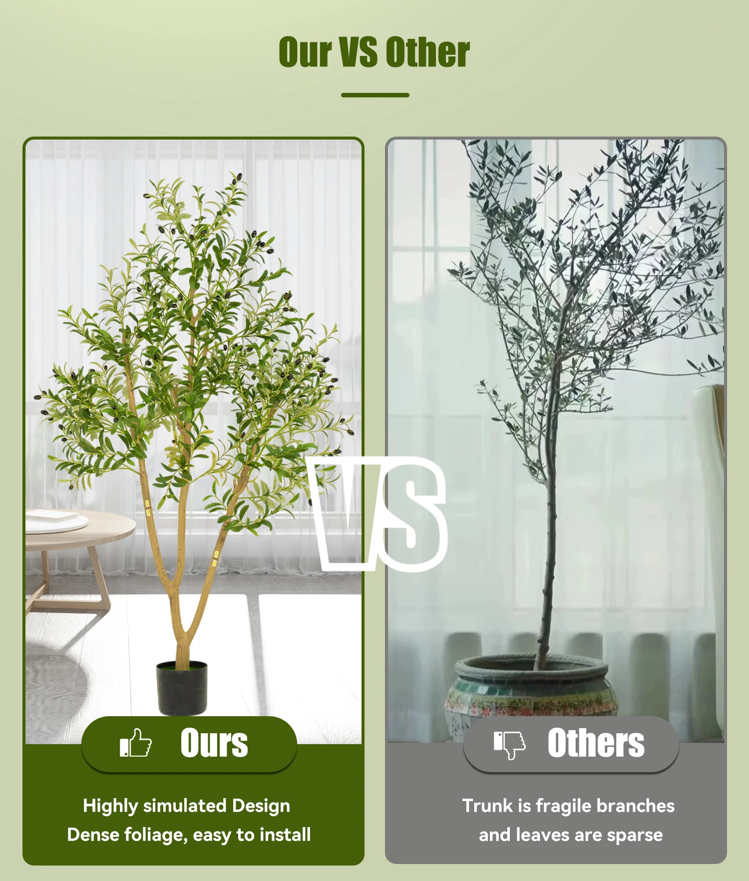 6FT künstlicher Olivenbaum – Allwetter für Innen- und Außenbereich, ganzjährig für Terrassendekoration, Wohnzimmerakzente und Weihnachtsstyling. – Detail 5