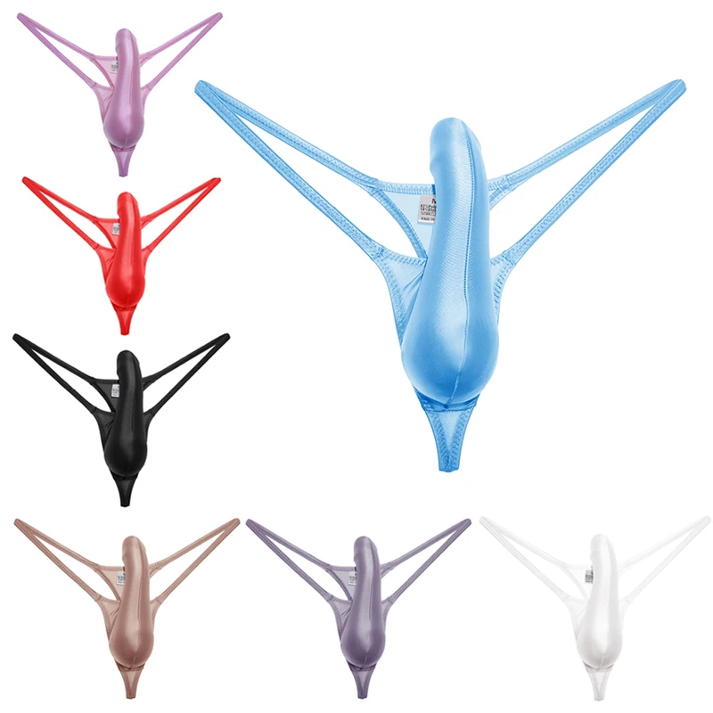 

Мужские шелковистые однотонные стринги, нижнее белье с выпуклым мешочком, мужские мини-трусы-бикини, быстросохнущие стринги, глянцевые танга, мягкие дышащие