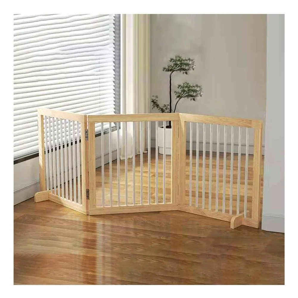 Portable Dog Playpen & Fence Lockable Door Foldable Pet Exercise Pen for Dogs Cats Hamsters & Rabbits Wooden