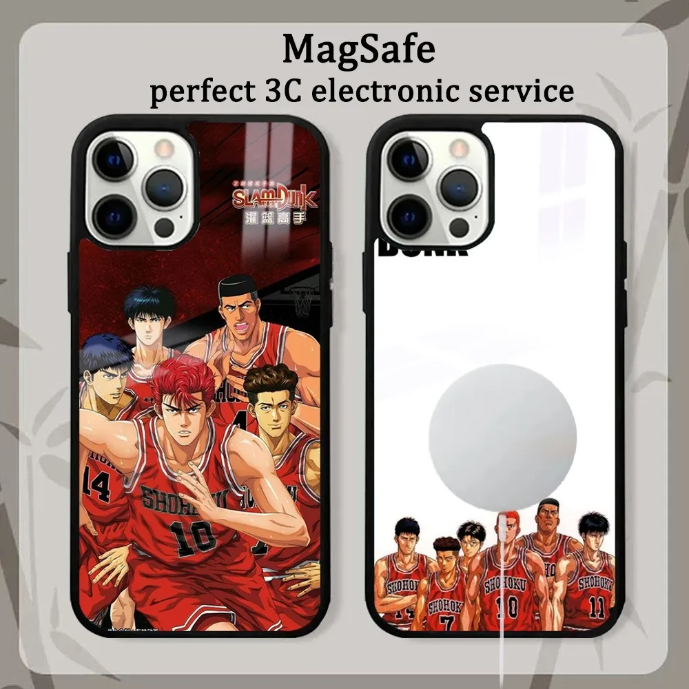 S-Slam Dunk Anime Basketball Phone Case For IPhone 16 15 14 13 12 11 Pro Max Plus Mini Magsafe Mirror Wireless Magnetic Cover