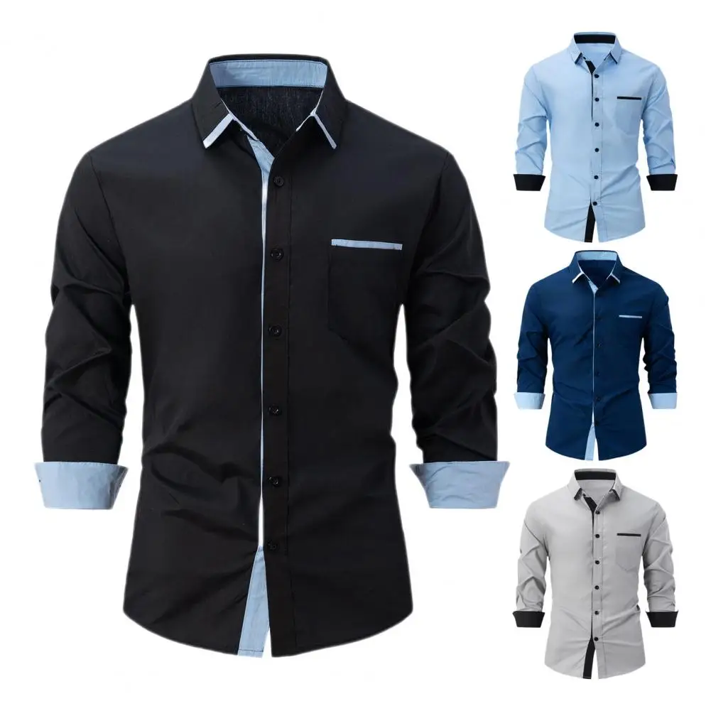 Camisa de cardigã xadrez colorida masculina, camisa regular, casaco elegante, design slim fit, virada para baixo para streetwear