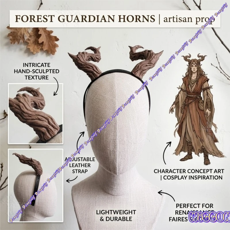 

Twisted Brown Dryad Horn Headband Tree Branch Forest Spirit Horn Headpiece for Fantasy DND Cosplay Halloween Anime Themed Party