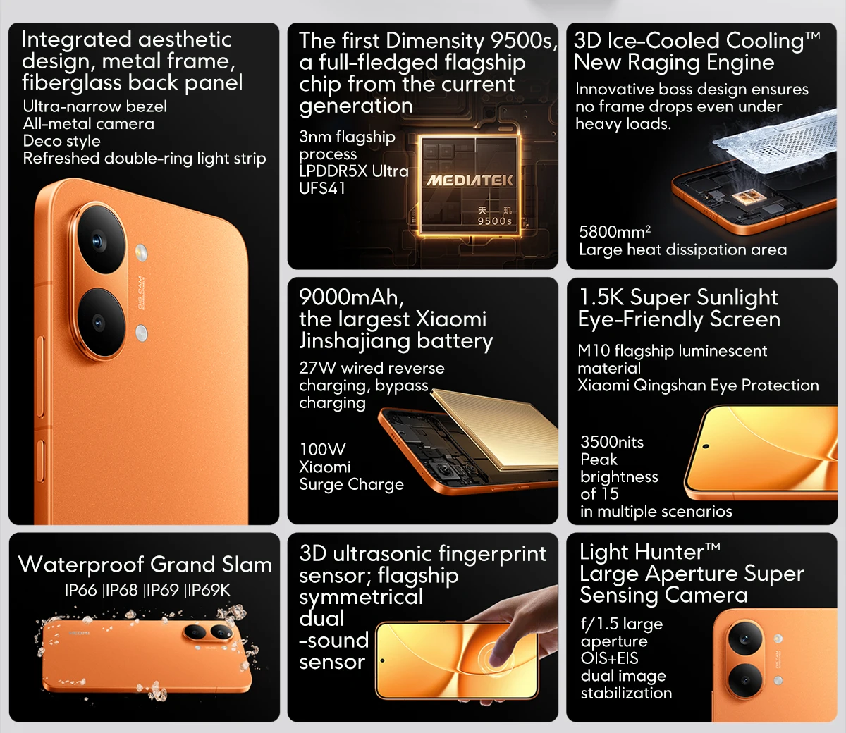CN version Xiaomi Redmi Turbo 5 Max Smartphone 9500s 9000mAh 100W Charge 50MP IP69K 6.83" 1.5K 3500nits Screen Dimensity