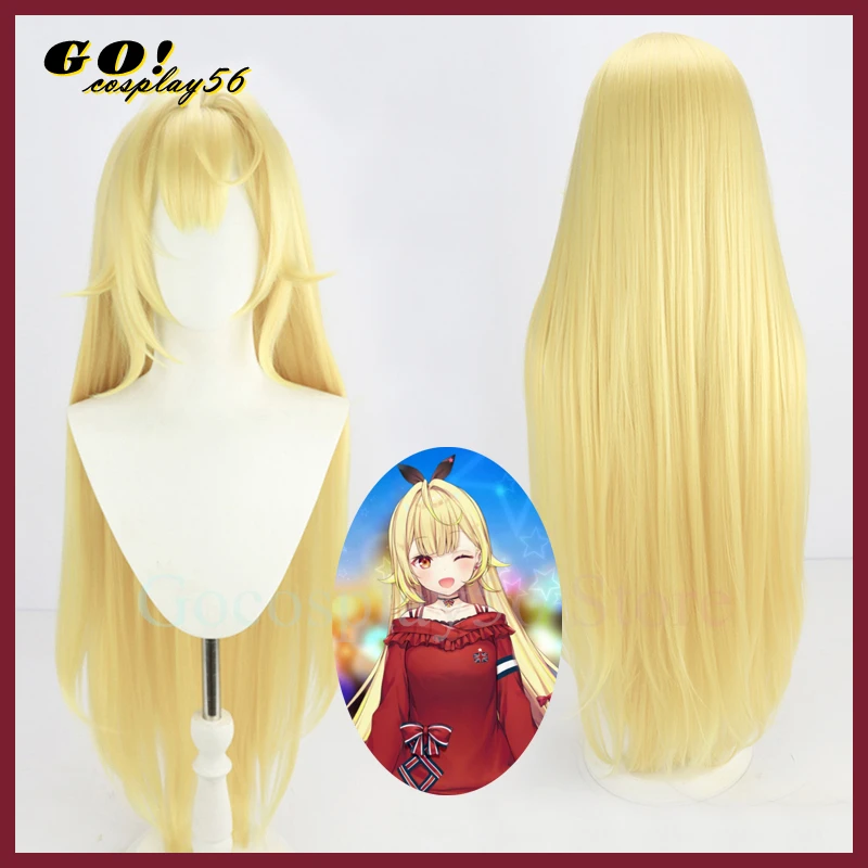 

VTuber Sara Hoshikawa Cosplay Wig 100cm Long Straight Ponytail Blonde Synthetic Hair Youtuber Girls Role Play