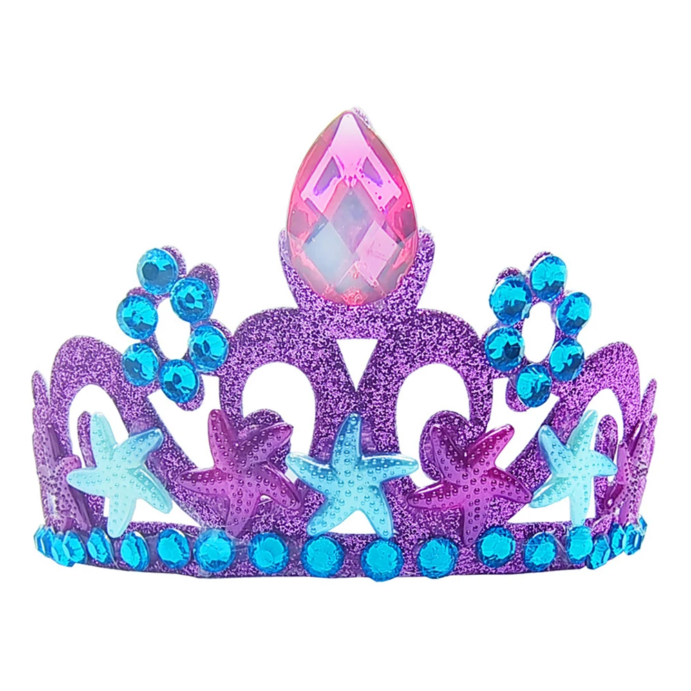 Multicolor Princess Mermaid Sea Theme Crown Headband Set with Crystal Ariel Cosplay Accessories for Girls Birthday Party Gift