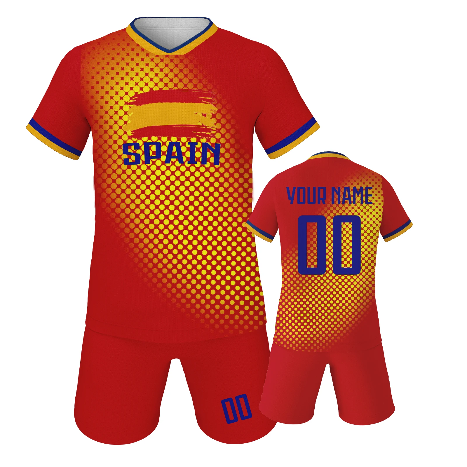 Custom Spain Kids Soccer Jersey Personalized  Football Shirt with Print Name Number Youth Team Training Sportswear 3-14Y