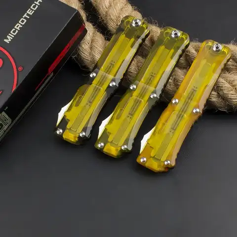 Microtech Fighting Dragon – Outil EDC en alliage d'aluminium + poignée transparente PEI