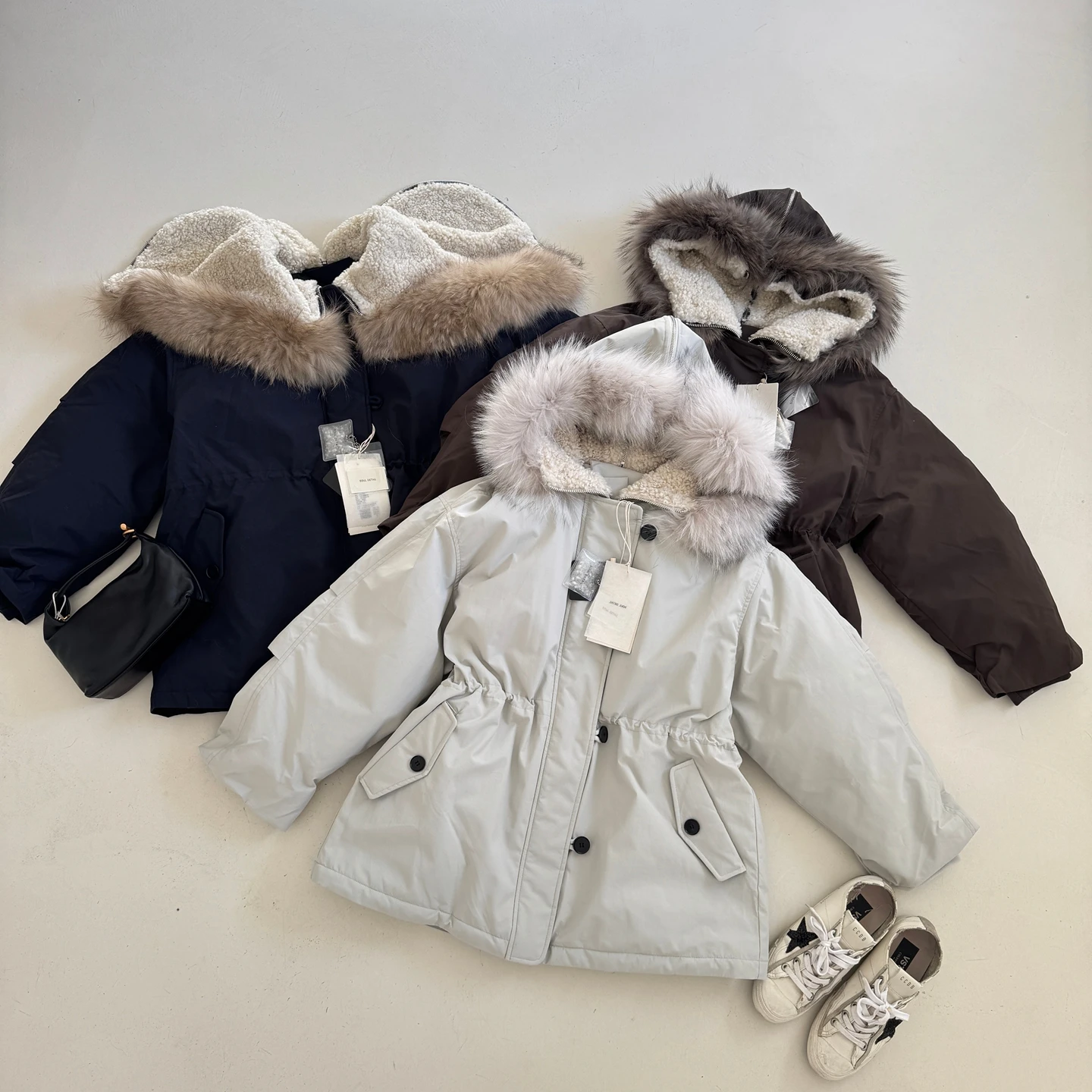 

Женская зимняя корейская парка-пуховик Rose Sister больших размеров с капюшоном, средней длины, теплая, повседневная, белая, с наполнителем из пуха