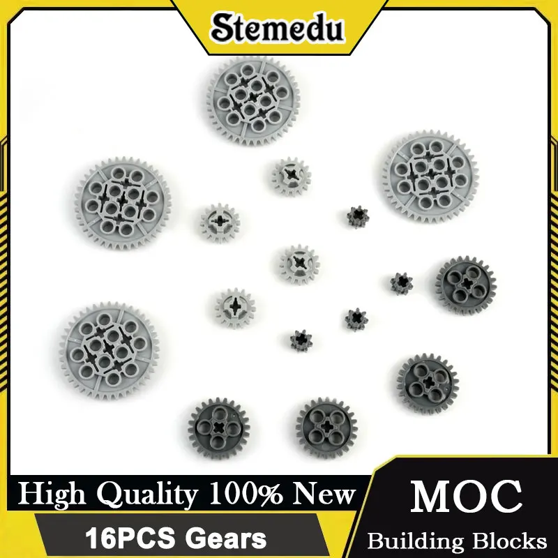 16 jeux d'engrenages compatibles avec Legoeds 10928*4+94925*4+3648*4+3649*4 (8, 16, 24, 40 dents, 4 de chacun)
