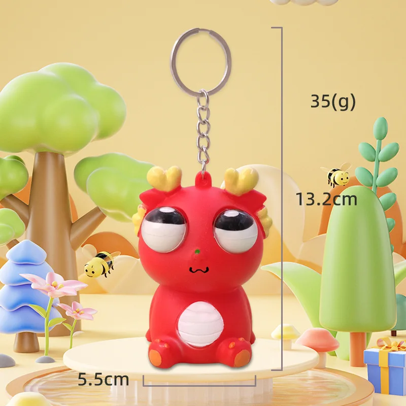 Cartoon Schattige Draak Squeeze Stress Relief Speelgoed Sleutelhanger Leuke Eigenzinnige Grote Ogen Draak Vent Speelgoed Creatief Kinderen Stress Relief Speelgoed