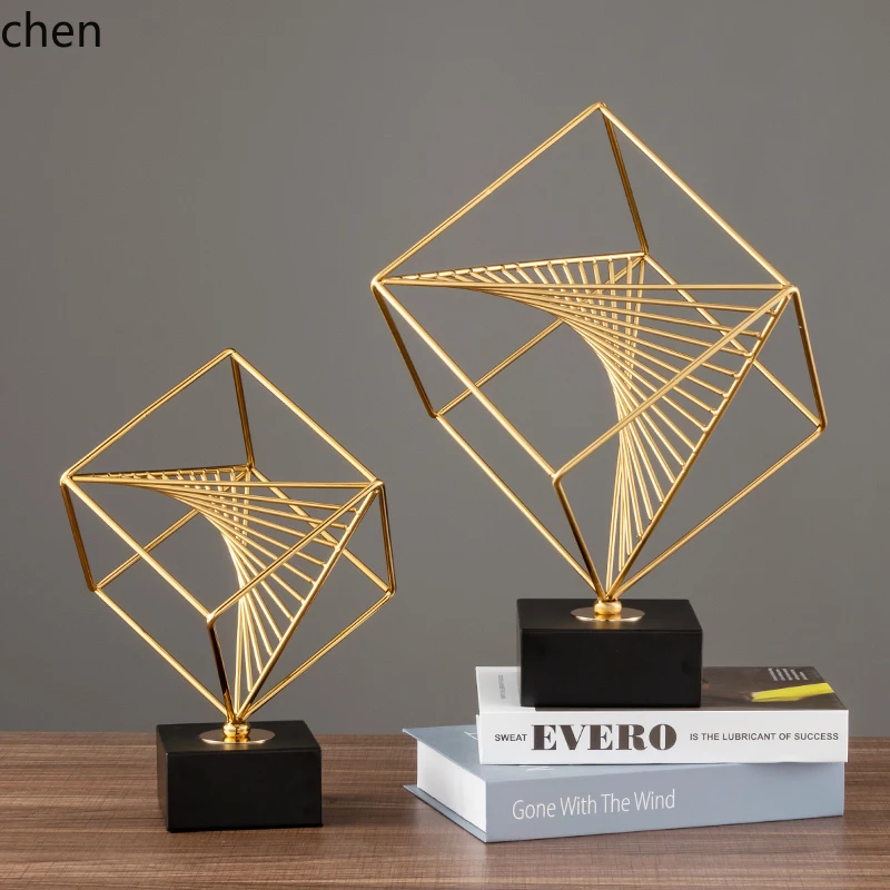

QZT Living Room Home Geometric Cube Ornament Alloy Decoration