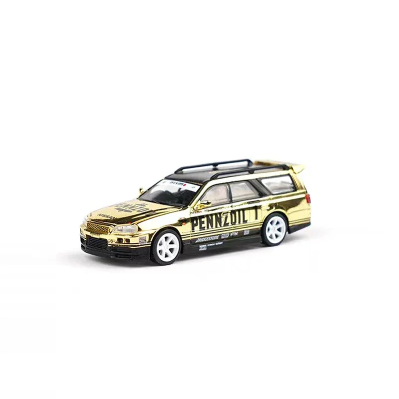 POPRACE 1:64 Model Car Stagea Alloy Die-Cast Vehicle -GOLD CHROME Collection