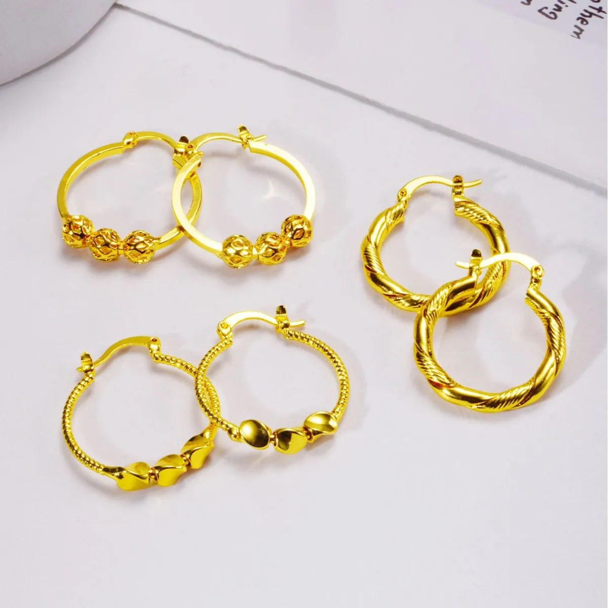 Cross-border Amazon geometric irregular hammer copper gold-plated oil earrings fashion cold wind stud earrings earrings jewelry