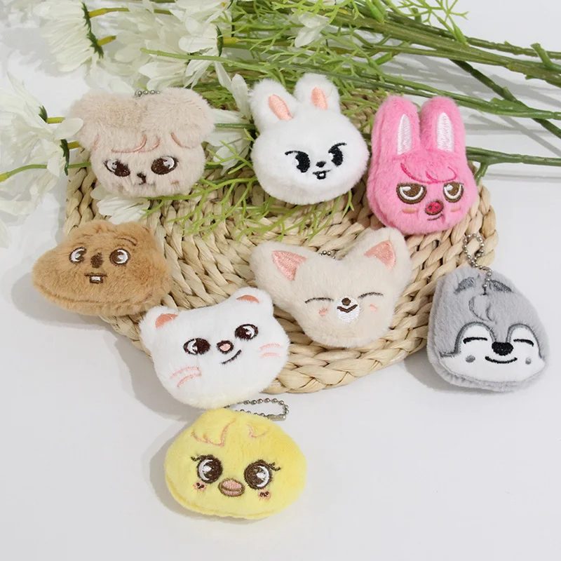 

In Stock SKZOO Plush Toys Straykids Cartoon Doll Brooch Keychain Doll Animal Head Accessories Children's Christmas Toys