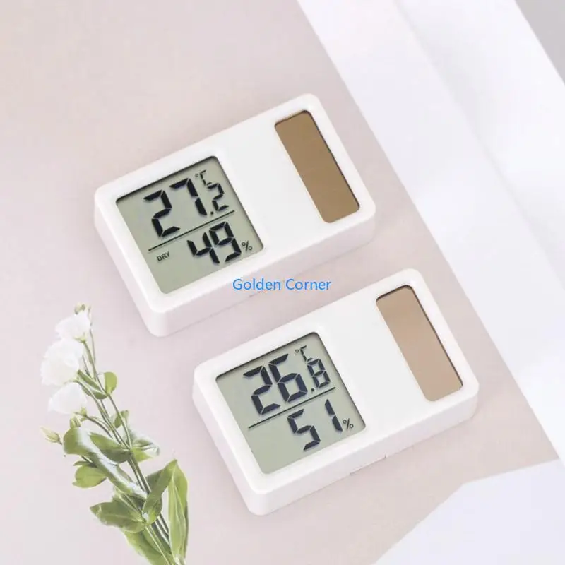 E15D Digitale LCD -display Temperatuurvochtigheidsmet meter Meter Solar Powered