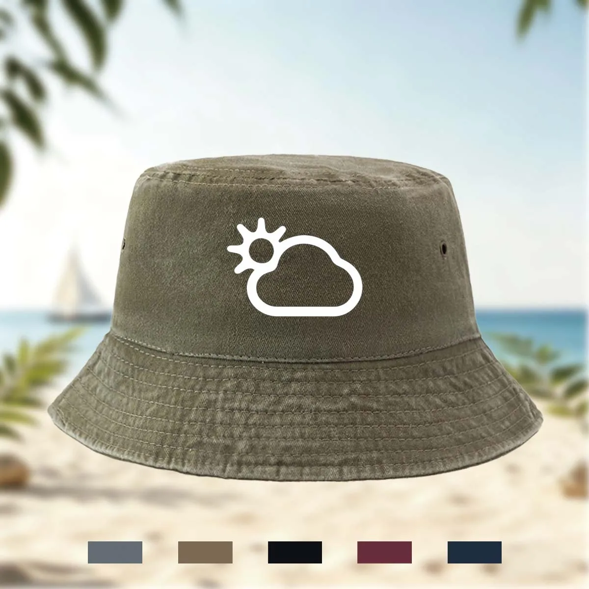 High Quality Printed Sun Cloud Pattern Fisherman Hat Truck Driver Hat Bucket Hat All Seasons Casual Hat Unisex Hip-Hop Hat Basin