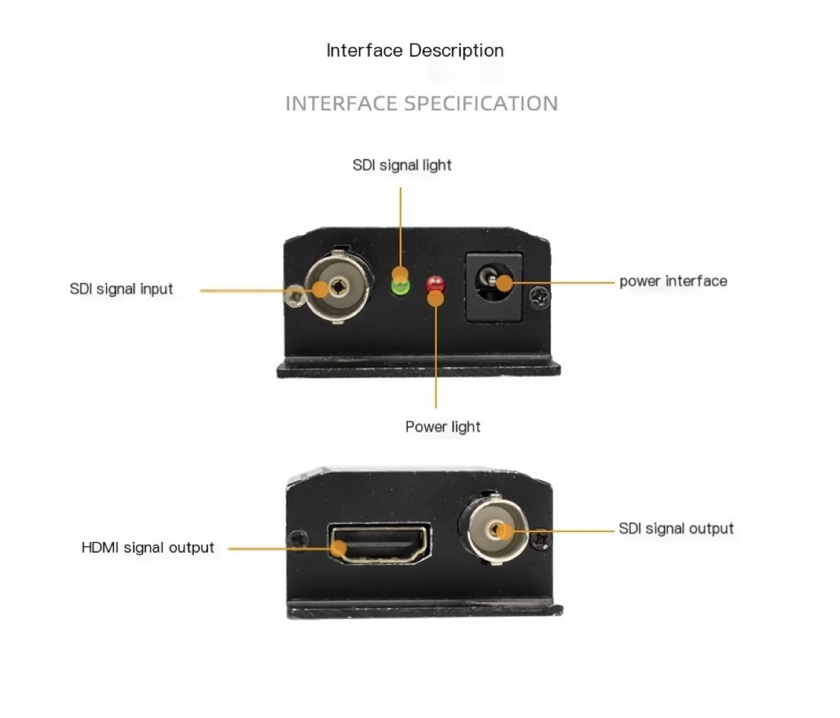 SDI-zu-HDMI-Konverter in Industriequalität, 1080P bei 30 Hz – verlustfreie 3G-HD-Konvertierung, unterstützt Kameras, Projektoren