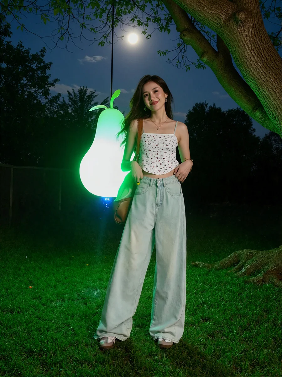 

Floor Wide Leg Distressed Jeans Womens Flared Trendy Chic Cargo Spring Summer Printed High Street Cut Patchwork Elastic Casual