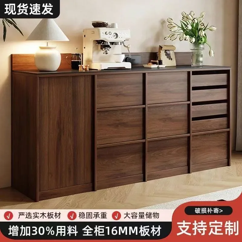 Solid Wood Bone Line Dining Side Cabinet Wall Mounted Living Room Tea Bar Integrated Locker Antique Coffee Cabinet Storage