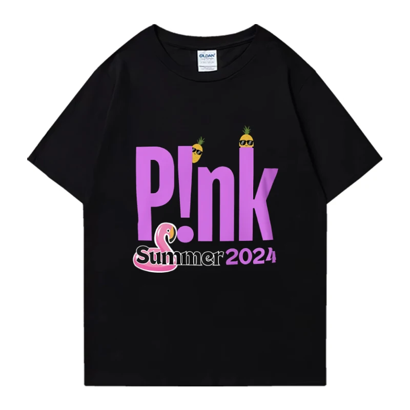 

Hot Singer Pink P!nk Summer 2024 Printed black T shirt New Men Women Funny Fashion short sleeve T-shirts Unisex 100% Cotton Tops