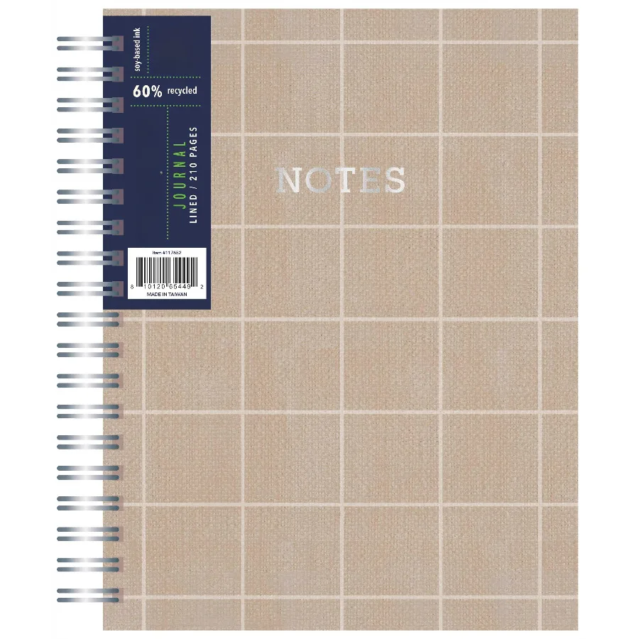 

Spiral Bound Notepad - Checked Tan - 7.4" x 9.7"